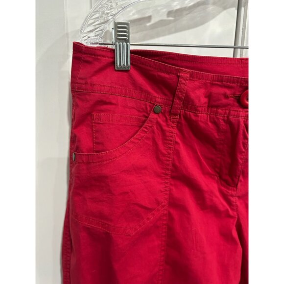 Style & Co Mid Rise Capri Pants Red Sz 12 Button Red Cotton Blend Casual Wear - Picture 5 of 10